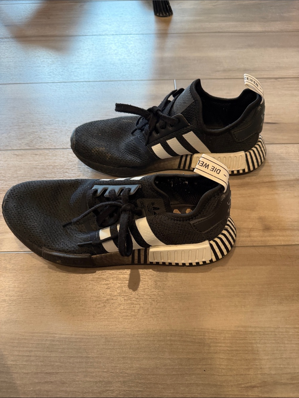 adidas NMD Black & White Striped Sole Sneakers. Men’s 9.5